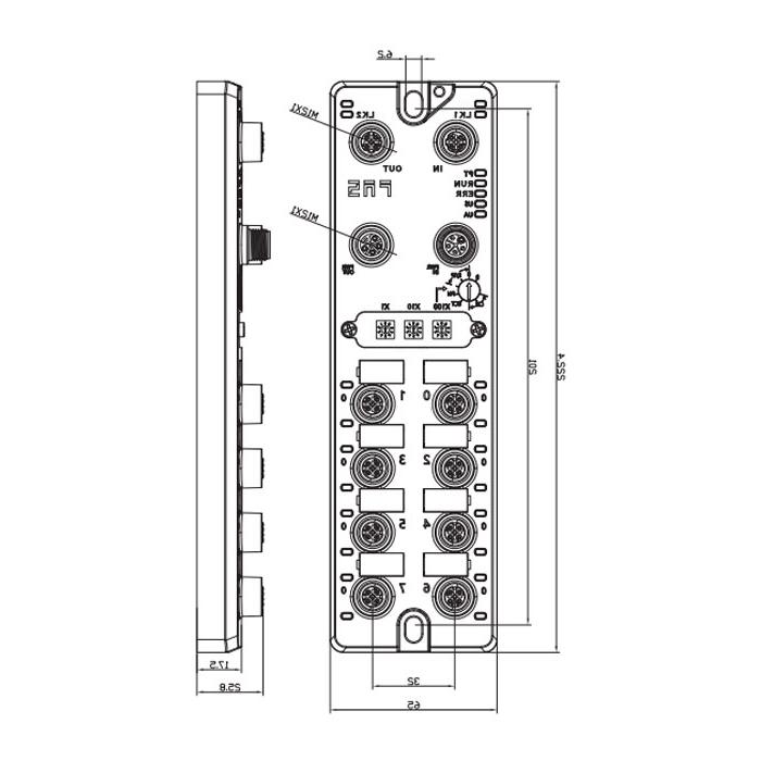 EtherCAT协议、M12接口、16DI/DO 可配置、NPN、远程模块、006E61